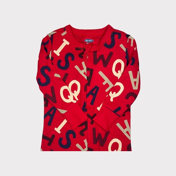 Old Navy Alphabets Red Footed Sleeper - Picture 2 of 5